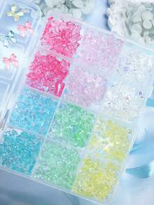 1 Box Transparent Jelly Color Bow Nail Art Decorations, Ultra Mini Small Size, Candy Color Transparent Cute Bows, Sparkling INS Y2K Aesthetic DIY Nail Decor Nail Charms - Multicolor - View 3