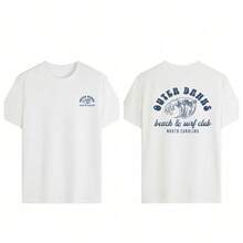 Women's Round Neck T-Shirt With Letter Print, Versatile And Practical. Graphic Tee, White/Black/Pink Top For Women, Suitable For Vacation Wear. Summer - 白色 - 查看 1