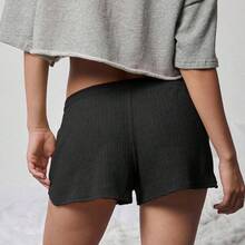 Mid Rise Drawstring Waist Textured Waffle Knit Lounge Short Spring, Summer, Festival, Stagecoach, Coachella, Boho, Cute, Casual, Country Concert Outfit, Nashville, Rodeo, Western Wear For Women, Vacation, Beach, 4th Of July Outfit - Blanco - Ver 9