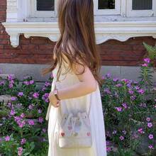 Borsa a secchiello da donna con design originale unico, laccio semplice e motivo a cuore carino, borsa a spalla alla moda per uso esterno, versatile per abbinarsi a uno stile minimalista e alla moda. - bianco - Visualizzare 3