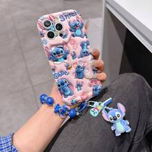 Disney Has Authorized, Phone Case - Chain Set, The Stitch Lilo & Stitch 3D Phone Case Plus A Silicone 3D Stitch Bracelet With Metallic Ring Removable Bracelet, Stitch And Angel Pattern, Compatible With Iphone17/16/15/14/13/12/11/XS/XR/X Plus Pro Max, A Stylish Cartoon Phone Case, The Perfect Gift Choice, Phone Protection, Durable Phone Cover, Great Gift For Friends And Family. - 白色 - 查看 5