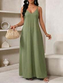 Lady Vestido largo con estampado de leopardo para mujer, estilo bohemio, sin espalda, holgado, vestido maxi suelto sin tirantes para cumpleaños, eventos, vacaciones, vestidos casuales, vestidos boho/bohemia/boho, top halter, ropa africana para mujer - Verde - Ver 3
