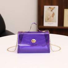 Summer New Candy Color Handbag, Chain Transparent Shoulder Crossbody Square Bag - Purple - View 8