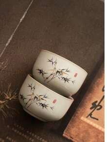 1/2件組陶瓷茶杯套組，復古家用與客用茶杯，功夫茶杯，黑茶杯，水杯，濃縮咖啡杯，禮品杯，適合日常使用、聚會、派對、喬遷禮物 - 彩色 - 查看 9