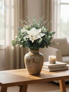 Set de 53/34/16/4 piezas de Flores Artificiales de Eucalipto + Cala, Flores Artificiales DIY, Adecuadas para Decoración de Bodas, Ramos de Novia, Cumpleaños, Día de San Valentín y Decoración de Fiestas - Blanco - Ver 4