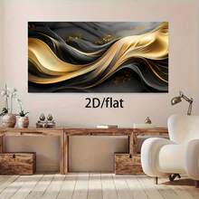 1pc Frameless Modern Golden Smooth Wavy Line Canvas Painting Art For Living Room Modern Canvas Poster For Bedroom And Living Room Decoration Paintings No Frame - 111 - View 2