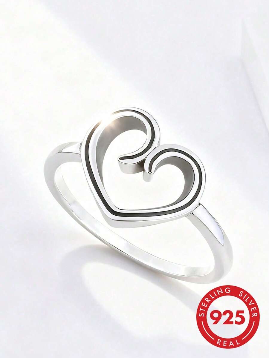 1 buah Cincin Cinta Spesial Minimalis Unik dari Perak Sterling 925, Hadiah Perhiasan Istimewa untuk Wanita - Cinta spesial - View 1
