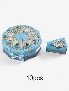 20pcs/10pcs Creative Cake-Shaped Ocean Style Gift Box Set, 3D Iridescent Shell Decor Gift Boxes, Separable Triangle Boxes, Light Blue Sea Turtle, Whale, Jellyfish Pattern, Suitable For Candy, Small Gifts, Favors, Birthday Party, Baby Shower, Wedding, Holiday, Desktop Decor - Blue Ocean - View 13