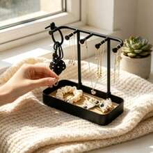 Giá đựng trang sức, giá treo đa năng màu trắng, hộp đựng vòng cổ, hộp đựng nhẫn, giá để trang sức trên bàn trang điểm, giá đựng bông tai. - màu đen - Xem 4