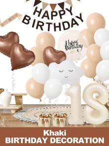 18th Birthday Cream Balloons Decor Birthday Decorations For Women Girl Beige Brown White Sand Foil Star Heart Balloon Decor, Birthday Sash Bobo Balloons For Birthday Anniversary Party Decoration Supplies Room Decor - Sinh nhật thứ 18 - Xem 1