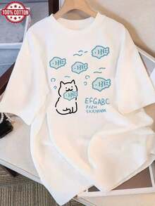 Women's T-Shirt: Modern Summer T-Shirt In Pure Cotton, Loose Round Neck, Versatile Clothing For Women, Comfortable Casual T-Shirt For Teenagers, Vibrant And Youthful Short Sleeve Tops For Daily Wear. - 白色 - 查看 6