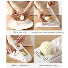 Herramienta multifuncional para cortar huevos, utensilio de cocina elegante para uso doméstico, práctico cortador de huevos 2 en 1 de acero inoxidable. - blanco - Ver 5