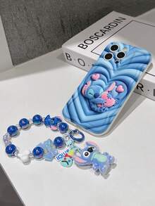 Disney Lilo & Stitch Phone Case With Stitch Charm And Stitch Lanyard - Cute Stitch Protective Case With Heart Embrace And Soft Blue Background Design, Equipped With Delicate Stitch Decorative Lanyard And Beaded Bracelet For Easy Carrying, Compatible With IPhone 17, 16, 15, 14, 13, 12, 11 Pro Series, Ideal For Birthdays, Holidays, Anniversaries, Graduation Gifts, Or Any Special Occasion To Surprise Family, Friends, Classmates, And Loved Ones. - 白色 - 查看 7