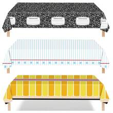 1pc Disposable Preschool Graduation Tablecloth Decor, Suitable For School Cafeteria, Classroom, Party Decoration With Pencil, Ruler, Notebook Print - Multicolor - View 1