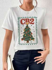 And  Women's T-Shirt, Christmas, Cute Christmas Tree, Graphic Tee, Gift Men's T-Shirt Tops Sweatshirts For Women Y2k T-Shirt Shirt - 黑色 - 查看 9