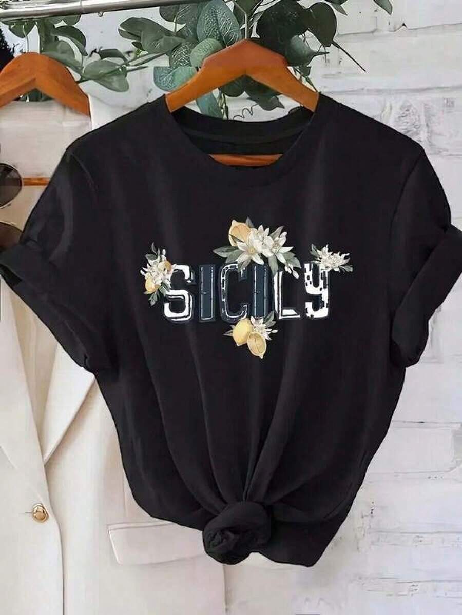 1 pieza Camiseta de manga corta de cuello redondo holgada unisex de 180g, 100% algodón puro transpirable y suave, estilo Y2K Bababask con estampado gráfico moderno, ideal para mujer y hombre, perfecta para uso diario, festivales, conciertos y todas las estaciones - Negro - Ver 1