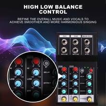 2 Channel Audio Mixer DSP Digital Chip Bluetooth 6.35mm Interface Mixing Console With High/Low Balance Control For Karaoke - Black - View 4