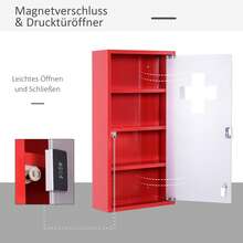 Botiquín de primeros auxilios de acero inoxidable con cerradura, modelo 3 práctico para el hogar y la oficina. - Rojo - Ver 4