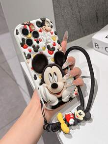 This Disney Mickey Mouse Lanyard Phone Case Is Fully Covered In TPU Material. It's Shockproof, Lightweight, And Compatible With IPhone17/16/11/13/15/15 Plus/15 Pro/15 Pro Max/12/14 Pro Max/11 Pro Max/12 Pro/12 Pro Max/13. This Phone Case Makes A Popular Birthday Gift Or Business Gift; It's Durable, Stain- And Fingerprint Resistant, And Suitable For Both Men And Women. The Set Also Includes A Mickey Mouse Phone Case And A Mickey Mouse Plush Bracelet. It's A Perfect Gift For Friends And Family. This Stylish Phone Case Is Fun, Lightweight, And Durable. IPhone17 Pro Max Phone Case, Minnie Mouse Phone Case. - 白色 - 查看 2