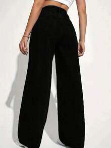 Jeans de pierna recta de color claro para adolescentes - Negro - Ver 2