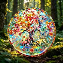 1pc Acrylic Tree Of Life Butterfly Hanging Ornament, Dreamy Forest Style, Tree Of Life + Floral Butterfly Print, Suitable For Window / Yard Hanging Decoration / Nature Theme Home Decor / Gift For Gardening Enthusiasts - A - View 4