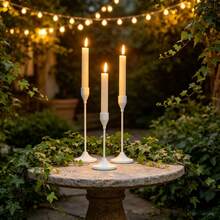 White Minimalist Metal Candle Holder 3 Pieces Set, Modern Luxury Dining Table Decor - Simple - View 8