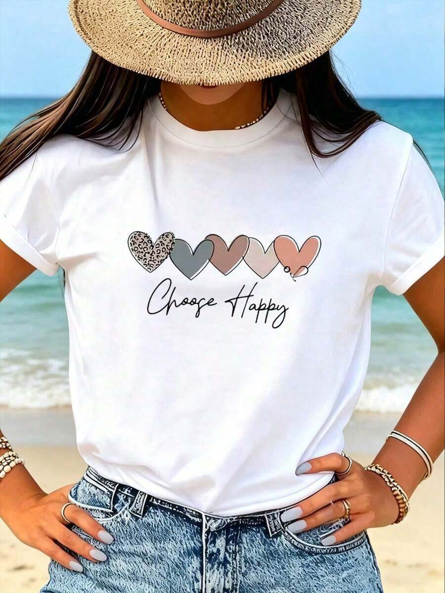 Women's Soft Cotton T-Shirt, Fitted Cut, Round Neck, Versatile Colors. Comfortable, Durable, Ideal For Mixing And Matching And Looking Stylish On Any Casual Occasion. - 白色 - 查看 1