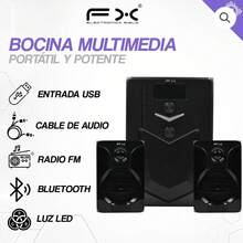 Sistema de Audio Multimedia Portátil: Bocina Bluetooth con Radio FM, USB y Luces LED Dinámicas - Ver 3