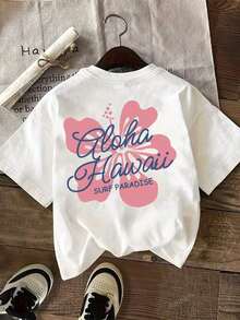 Camiseta con Estampado Gráfico, Manga Corta, Cuello Redondo, Top Casual para Verano y Primavera, Ropa de Mujer, Camiseta Holgada, Casual y Versátil, Camiseta Y2k - Blanco - Ver 3