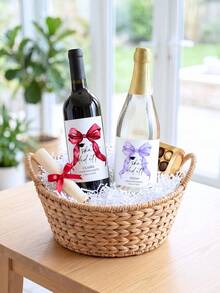 個性化紅酒瓶標籤，蝴蝶結圖案客製化酒標，適合畢業、訂婚、生日、週年紀念，DIY標籤，1/3/5入裝，送給她、男友、女友、爸爸、媽媽、家人、朋友、學生的獨特理想禮物，適用於畢業、學校、居家、辦公室 - 彩色 - 查看 4