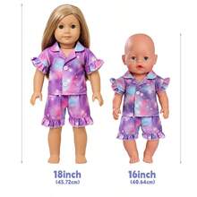 2Pcs Doll Pajama Outfit Fits 16-18 Inch American Girl Doll, Cute Sleepwear Clothes Set For Doll Dress Up Gift For Girls - Multicolor - View 15