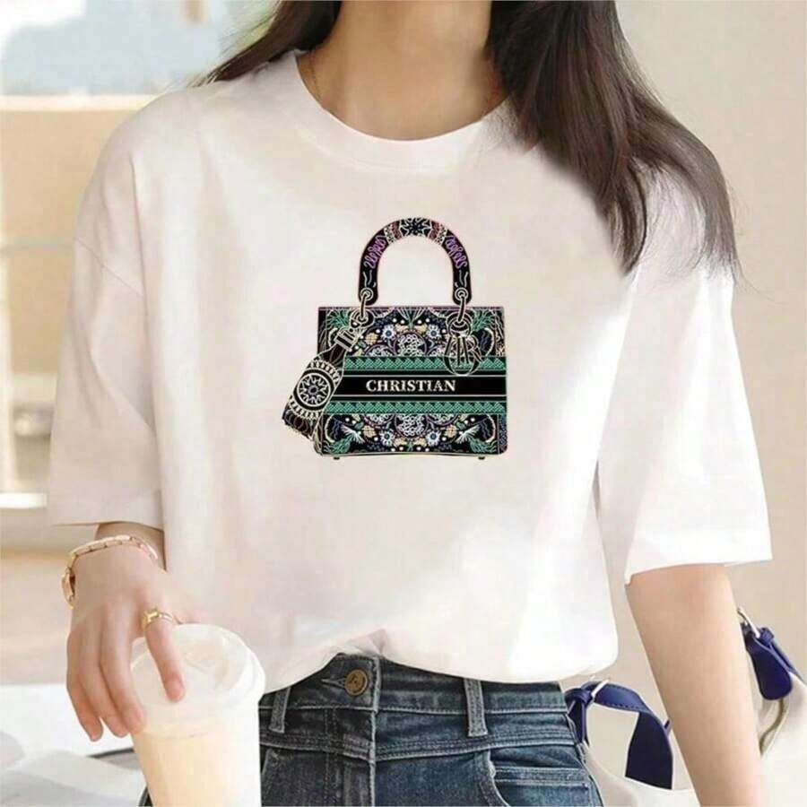 GiftGiftGiftGift1PSCWomen's White Short Sleeve T-Shirt, Summer 2026, New, Loose Fit, Plus Size, Fashionable, Versatile Top, SoftSoftSoft - 白色 12 - 查看 1