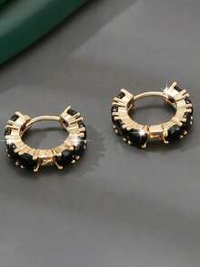 1 par de hermosos pendientes de aro, diseñados para mujeres, adecuados para bodas, compromisos, fiestas de aniversario, regalos del Día de San Valentín - Amarillo Oro - Ver 4