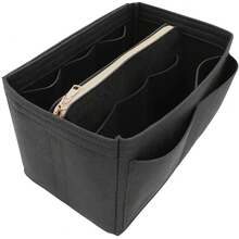 1 pieza Bolsa organizadora de fieltro de gran capacidad/grande/mediana/pequeña multifuncional, bolsa de maquillaje de gran capacidad, bolsa de fieltro, organizador minimalista desmontable - Negro - Ver 2