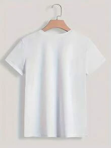 Camiseta de Talla con Cuello Redondo% Estampadoíris Colorido y Huella Pata, Camisa Plus Size para Amantes Mascotas - Top Casual Corto Verano/Primavera Ropaje Femenino Día Madre / Memorial Day Juneteenth 0XL-4XL ¡Ahorra Ahora! - Blanco - Ver 2