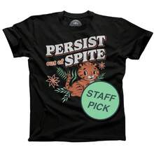 Persist Out Of Spite Men's T-Shirt With Tiger Design - 黑色 - 查看 1