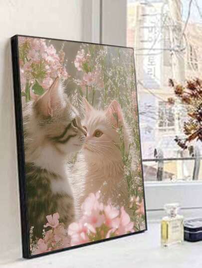 浪漫花园猫咪DIY数字油画工艺品 成人家居装饰 40x50厘米/16x20英寸 节日礼物