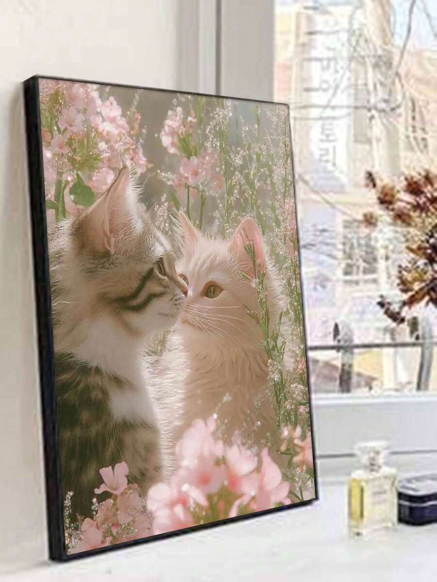浪漫花园猫咪DIY数字油画工艺品 成人家居装饰 40x50厘米/16x20英寸 节日礼物 - 40*50厘米 - 查看 1