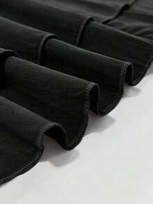 Vestido mini sin mangas, plisado, de unicolor, para verano - Negro - Ver 4