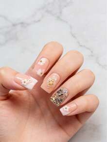Enhance Your Temperament With 10 Pieces Of Short, Duckbill Shaped Handmade Nail Art, Duck Nail Design, Full Set Of Acrylic Press Nail Art, Unique Style Nail Products, Including 1 Mini Nail File And 1 Adhesive Patch, Perfect For DIY Nail Art, Holiday Celebrations, Music Parties, And Various Gatherings For Girls And Women, Enhancing Your Fashion Taste - Multicolor - View 11