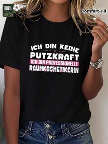 Camiseta de Mujer Alemana Pura, Cómoda y Divertida, Intrigante y Interesante - Negro - Ver 2