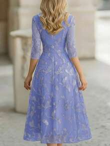 Vestido formal largo con estampado de hojas elegante para mujer, primavera/otoño - Multicolor 5 - Ver 2