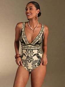 Swim Oasis Top de halter elegante con patrón retro de conchas marinas en blanco y negro, estilo bohemio, para vacaciones de primavera/verano, a juego con falda - Multicolor 2 - Ver 3