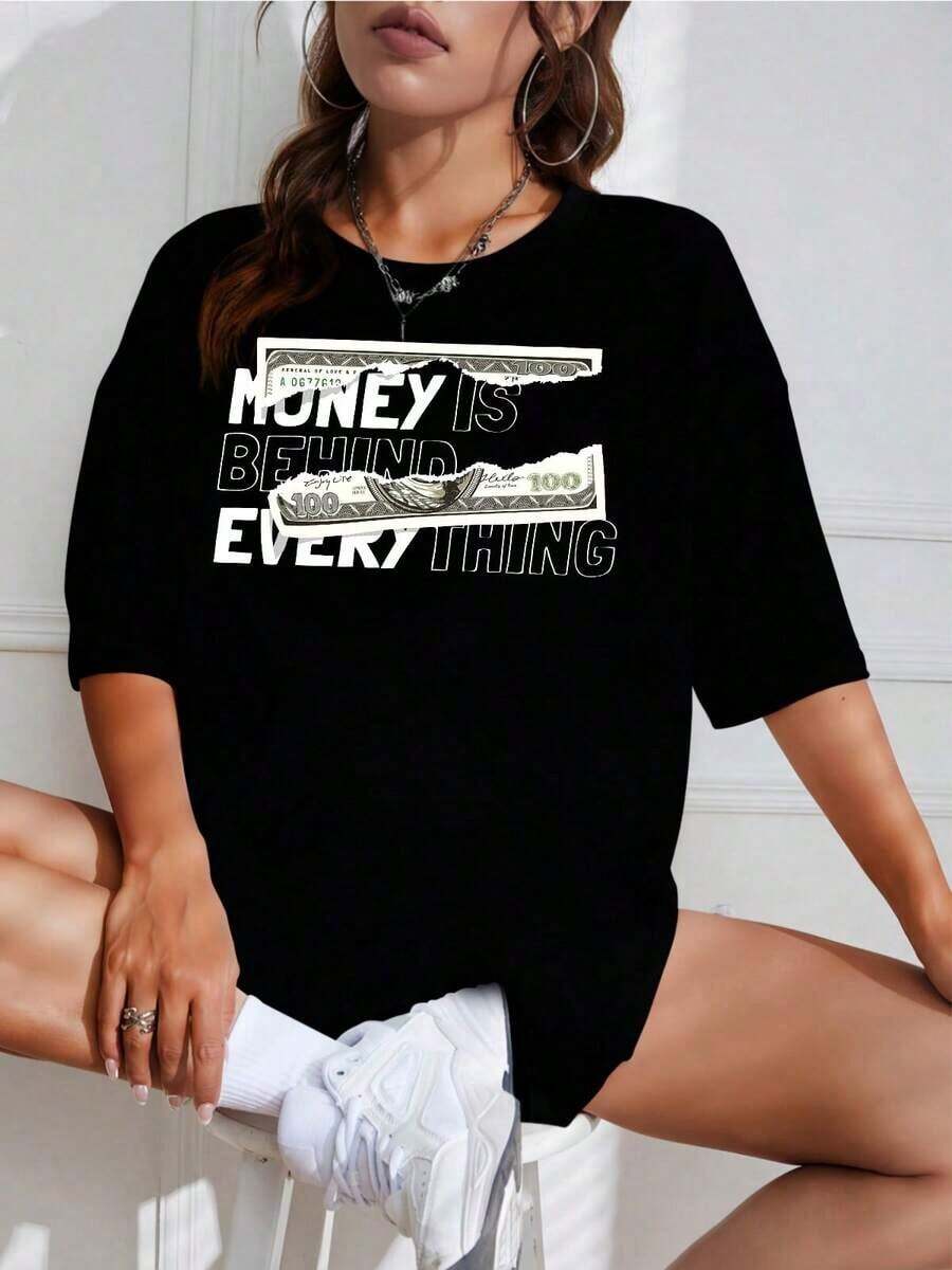 Camiseta Unisex con Estampado Urbano, Cuello Redondo, Manga Corta, Diseño Casual, Ideal para Streetwear - Negro - Ver 1