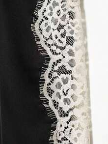 Blusa de satén y encaje blanca, elegante y de moda para mujer, nueva colección de verano DEEKA - Negro - Ver 8