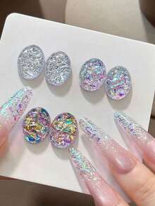 3D 全息閃粉美甲裝飾，Ins 風格閃亮提亮亮粉，DIY 美甲貼紙，1 瓶，日韓美甲配件美甲飾品 - 彩色 - 查看 6