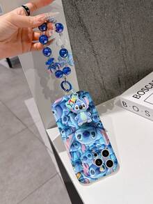 Disney Has Authorized, Phone Case - Chain Set, The Stitch Lilo & Stitch 3D Phone Case Plus A Silicone 3D Stitch Bracelet With Metallic Ring Removable Bracelet, Stitch And Angel Pattern, Compatible With Iphone17/16/15/14/13/12/11/XS/XR/X Plus Pro Max, A Stylish Cartoon Phone Case, The Perfect Gift Choice, Phone Protection, Durable Phone Cover, Great Gift For Friends And Family. - 白色 - 查看 3
