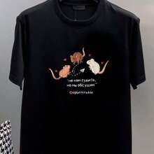Camiseta retro de algodón, estilo europeo y americano, casual, juvenil, divertida, con estampado de nicho, estilo Hong Kong, nueva colección de verano, de dibujos animados, a la moda, de manga corta. - Blanco - Ver 5
