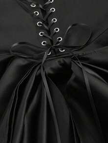 Vestido de tirantes elegante de unicolor y simple para uso diario de mujer - Negro - Ver 3