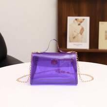 Summer New Candy Color Handbag, Chain Transparent Shoulder Crossbody Square Bag - Purple - View 6